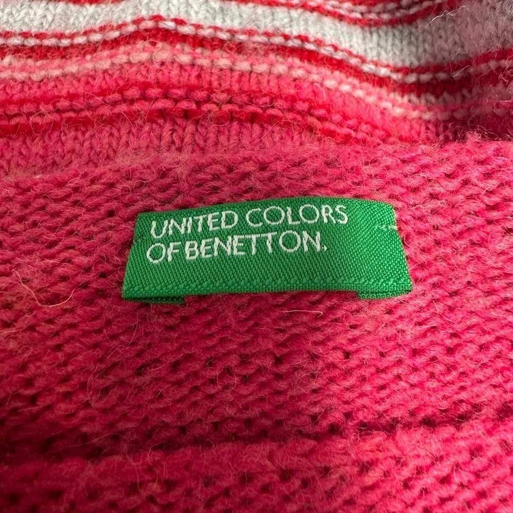 Vintage United Colors of Benetton Girls Wool/Mohair Blend Pom Pom Sweater Sz XL